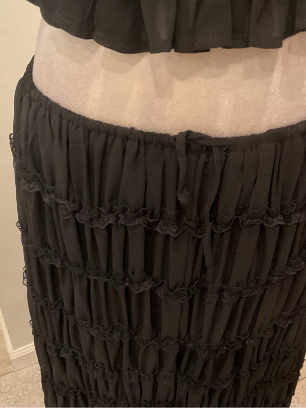 Black Sheer Tiered Maxi Skirt - Picture 6 of 16